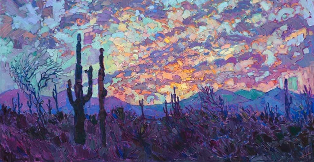 Saguaro at Dusk by Erin Hanson