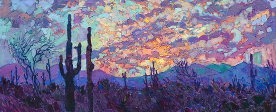 Saguaro at Dusk by Erin Hanson