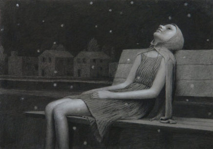 Aron Wiesenfeld's Leigh, Charcoal On Paper