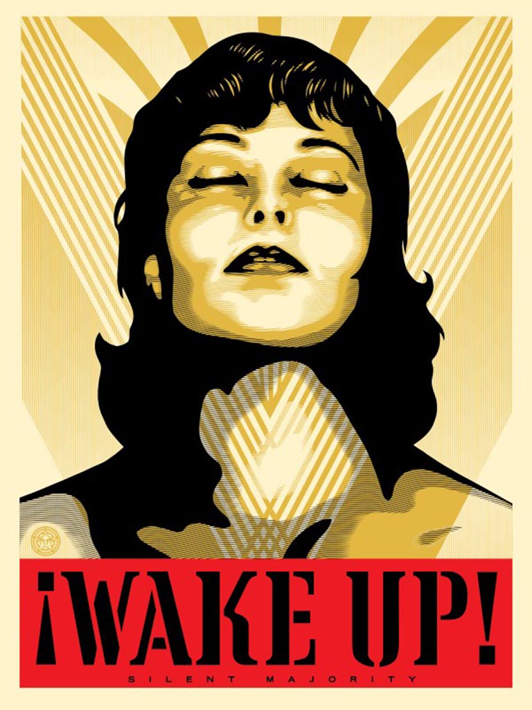 ART TODAY 12.01.17 Shephard Fairey’s “Wake Up Call” – The Pink Pop Up Show, this weekend at Castelli Art Space, LA (it ends 12.3.17)