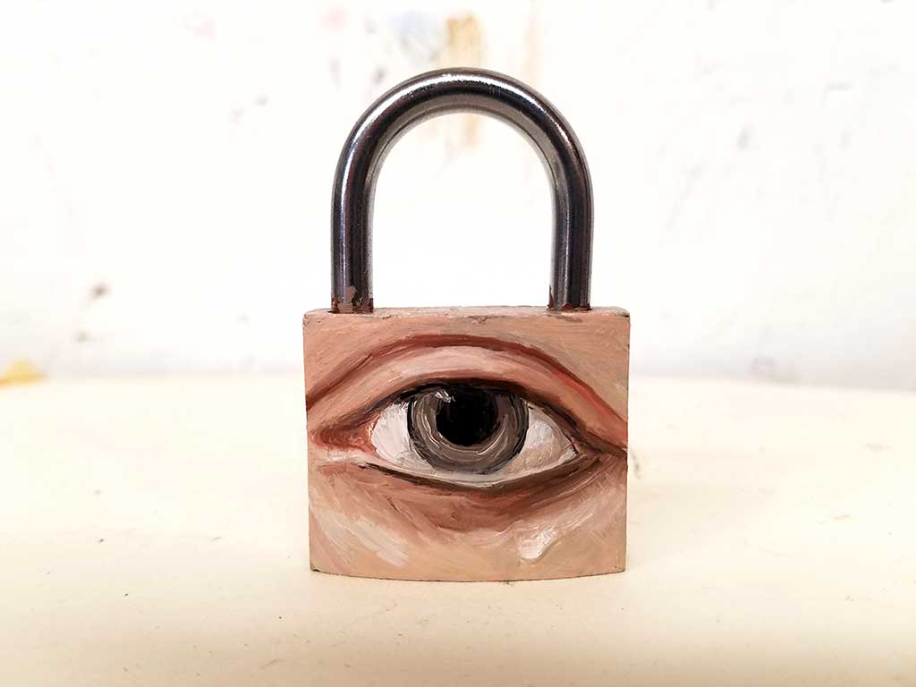 ART TODAY 020718 Padlock eye by Alexandra Dillon, “We are all in some sort of bondage, usually self-inflicted”