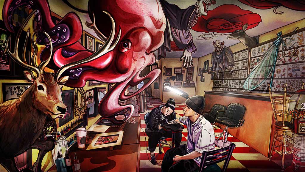 Tattoo Parlor by Jin Kim, a gifted alumnus of the “Art Center College of Design”