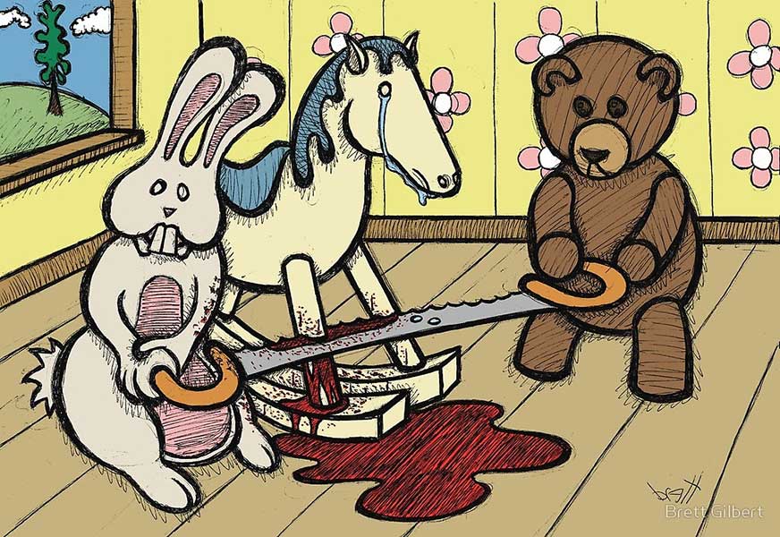 ART TODAY 040618 “The Price of Freedom” by Brett Gilbert – examples of his dark sense of humor in the “Teddy Bear and Bunny” Series