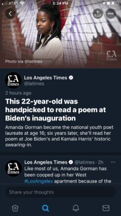 Amanda Gorman handpicked to read a poem at Biden's inauguration - LA Times